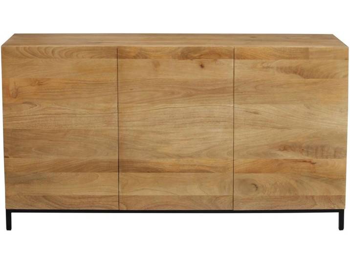 Buffet industriel en bois manguier massif et métal noir 3 portes L145 cm YPSTER
