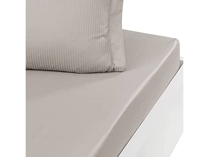Sensei Maison - Drap Housse uni Satin de Coton Bonnet 30 cm VERSALUXE - 160x200 cm - Taupe