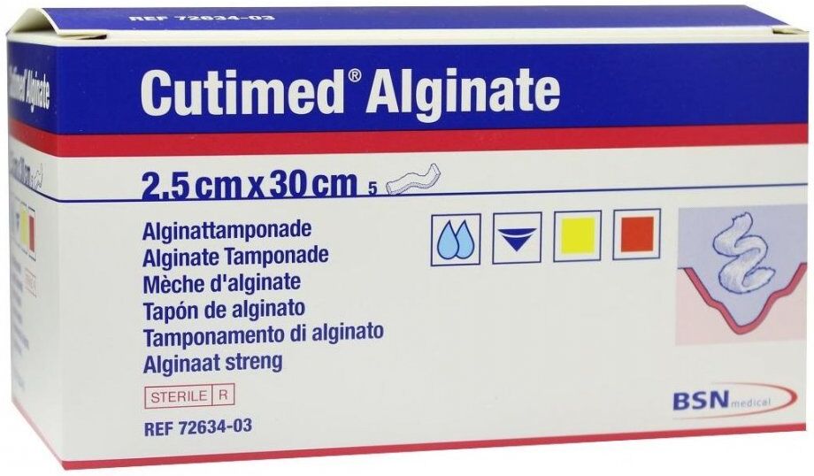 Cutimed Alginate Alginattamponade 2,5x30cm 5stk