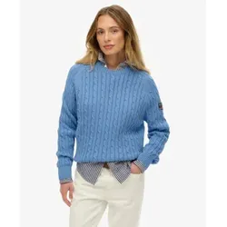 Superdry für Damen. W6110610A Slouchy Cable Knit Pullover blau (XXS), Lässig, Baumwolle