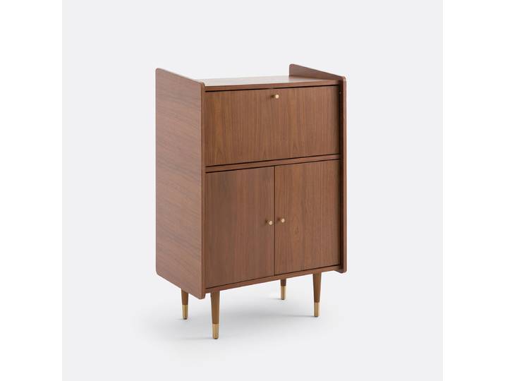 LA REDOUTE Meuble bar vintage plaqué noyer 3 portes, Ronda Marron Coloris Noyer