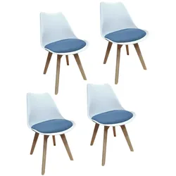 HTI-Living Stuhl Atlanta Weiß, Webstoff Blau