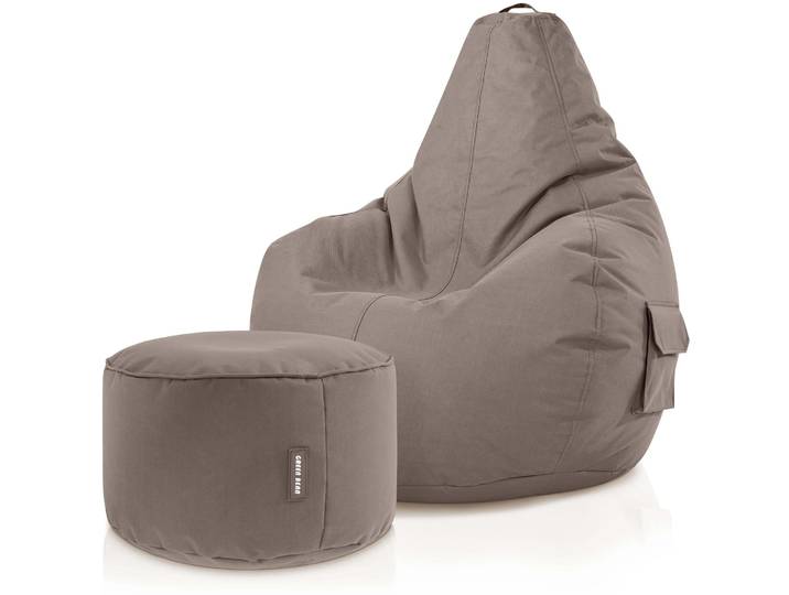 Gaming Sitzsack + Pouf Cozy im Set aus PVC - Khaki