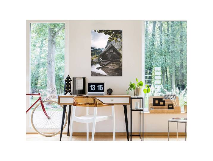 home24 Afbeelding House in the Mountains linnen grijs 40 x 60cm