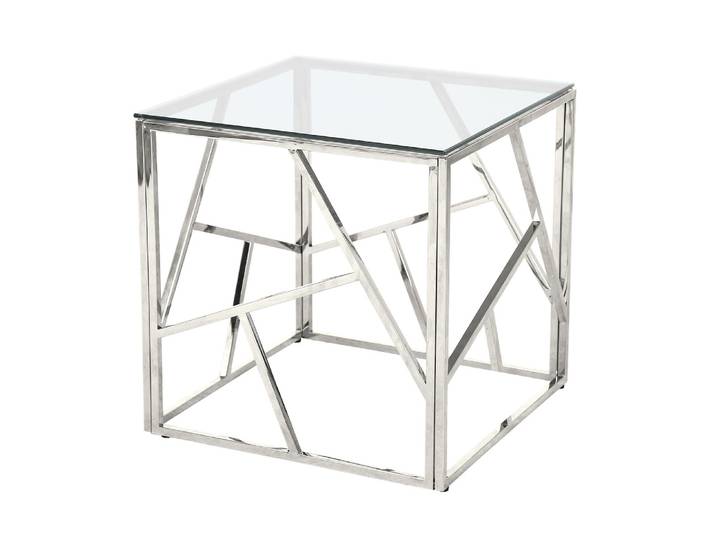 Beistelltisch, Glas, 55×55 cm, Edelstahl-Gestell, Modern, SalesFever