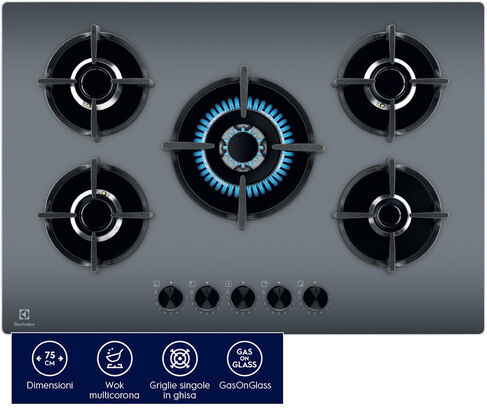 Electrolux Piano Gas Comandi Frontali 75 Cm EGG75372M