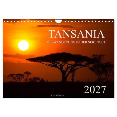 Tansania - Tierwanderung in der Serengeti (Wandkalender 2027 DIN A4 quer), CALVENDO Monatskalender