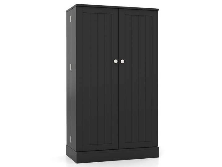 Buffet de Cuisine Bas-GOPLUS-59x30 5x103CM-1 Armoire à 5 Niveaux et 2 Portes à 12 Etagères Noir