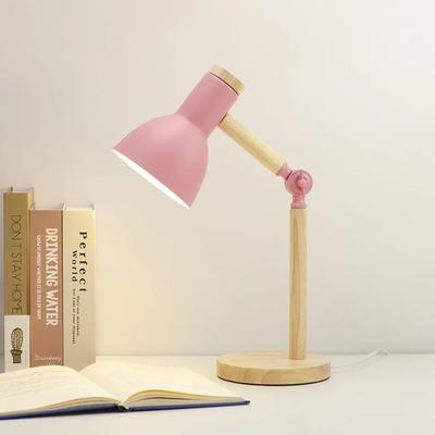 Inspired Living Nordic Wood Adjustable Desk Lamp For Reading, Study & Bedside Lighting pink au