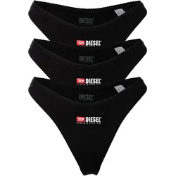 DIESEL Damen Tanga, 3er Pack - PUNCHY-D-CORE, Cotton Stretch, Logo Schwarz / XL