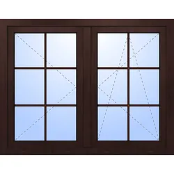 Doppelfenster ohne Mittelsteg PEPE 2-fach Verglasung Mahagoni holzähnlich innen öffnend DIN links