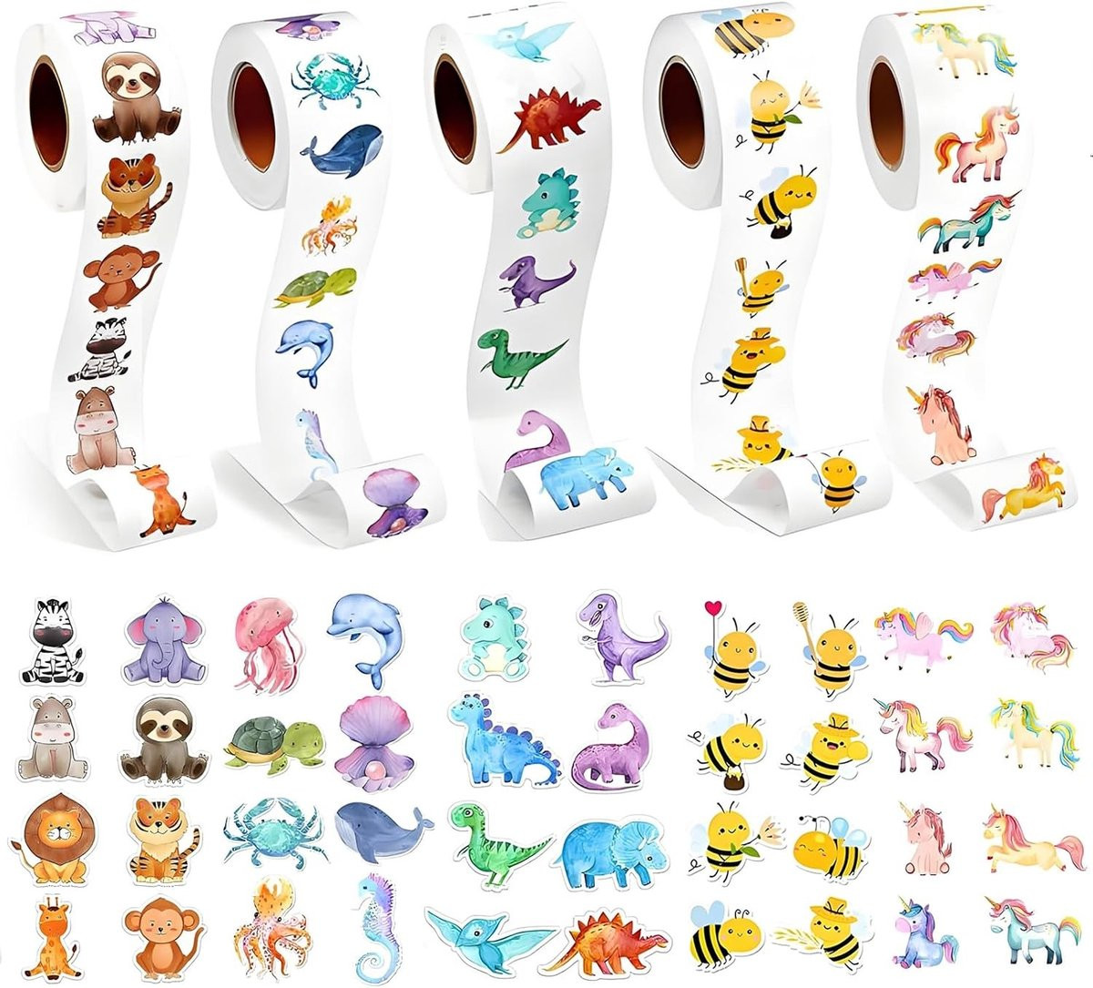 2500 stuks Ronde dierenstickers als beloningsstickers voor kinderen en decoratie