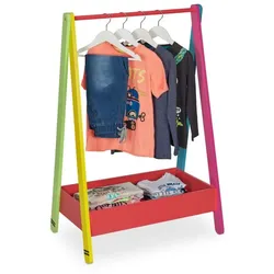 Relaxdays Kleiderständer für Kinder Gelb,Grün,Rot