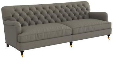 Maggie 96 Inch Leather Sofa - Sage Leather, Sage Flannel - Ballard Designs