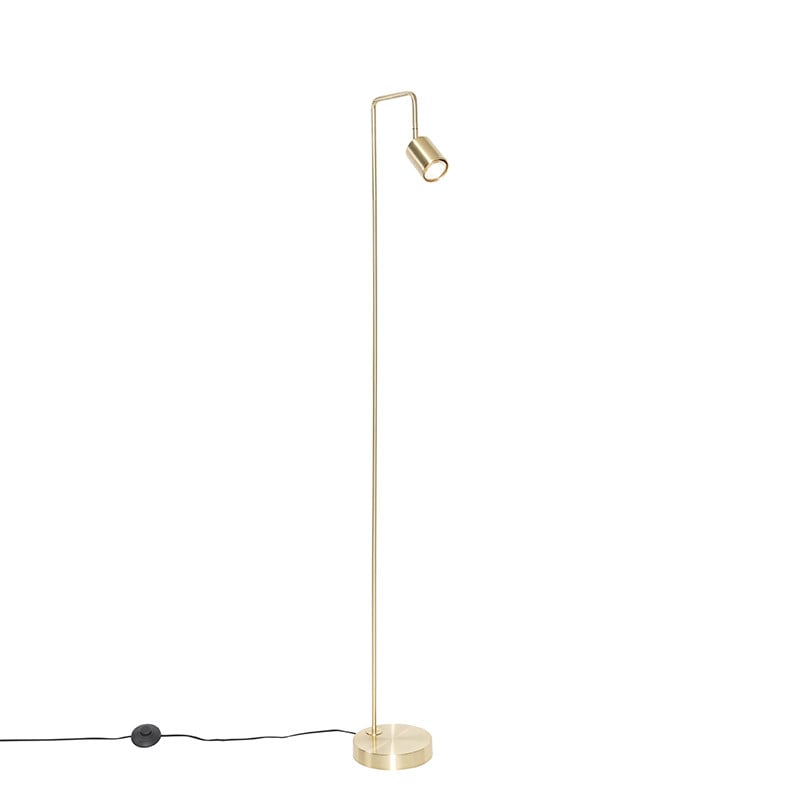 Qazqa Moderne Vloerlamp Goud/Messing - Verstelbaar en Dimbaar