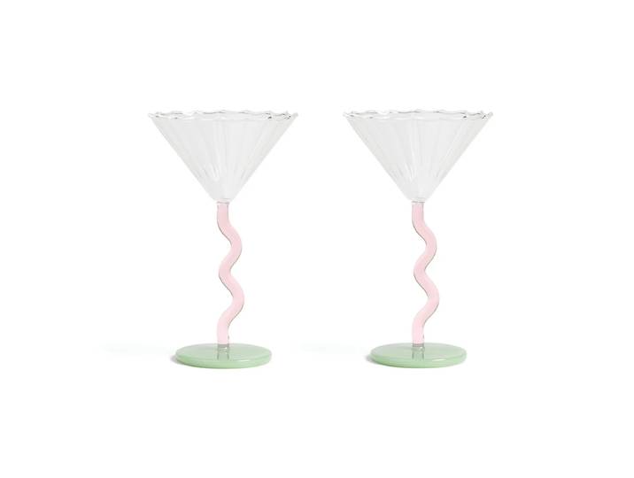 &klevering - Coupe Curve Cocktailglas, pink (2er-Set)