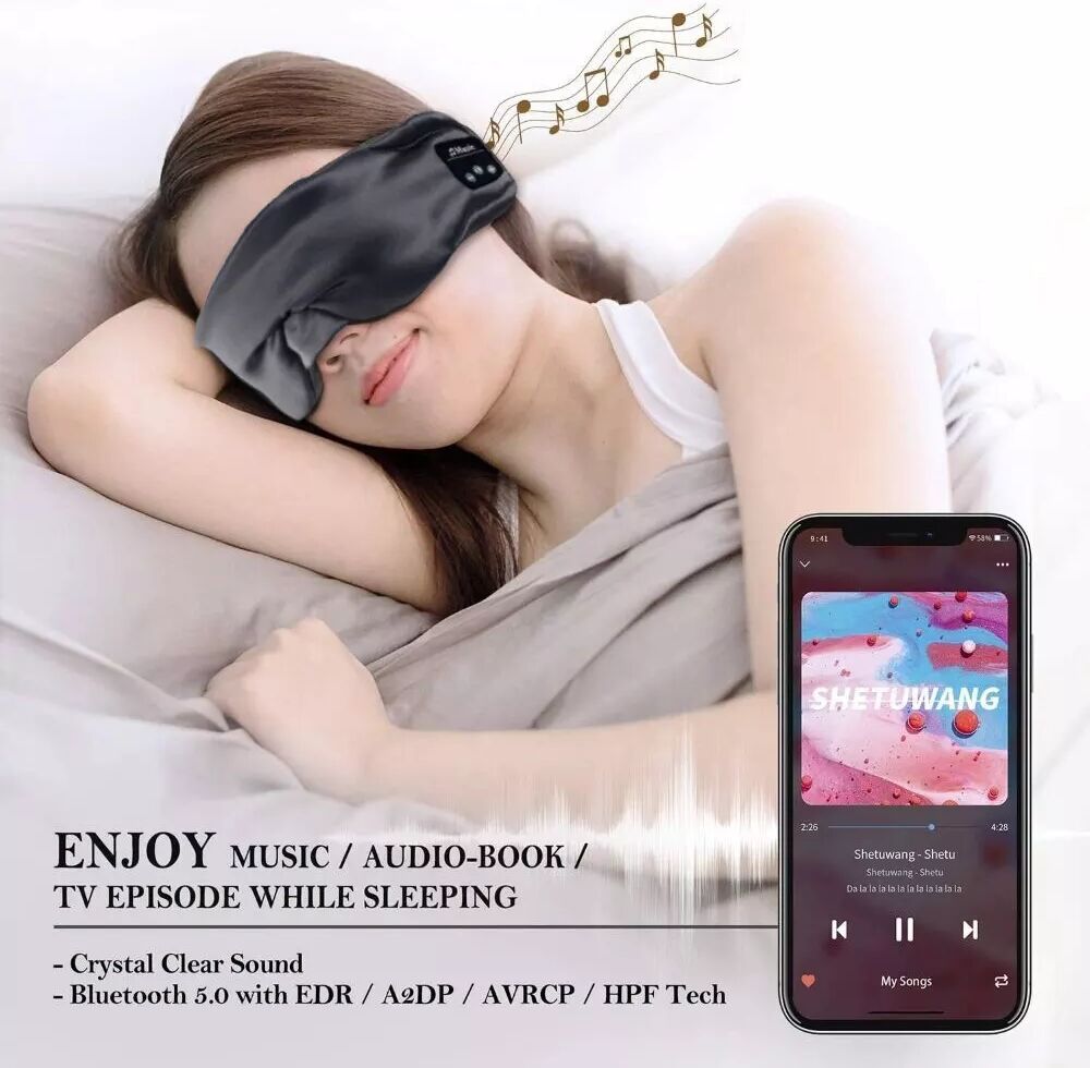 INF Masque de sommeil Bluetooth avec haut-parleurs intégrés
