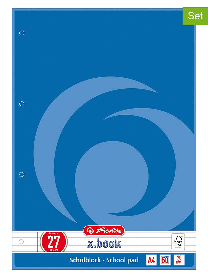 Herlitz 5er-Set: Hefte ''A4/50 Lin.27'' in Blau - onesize