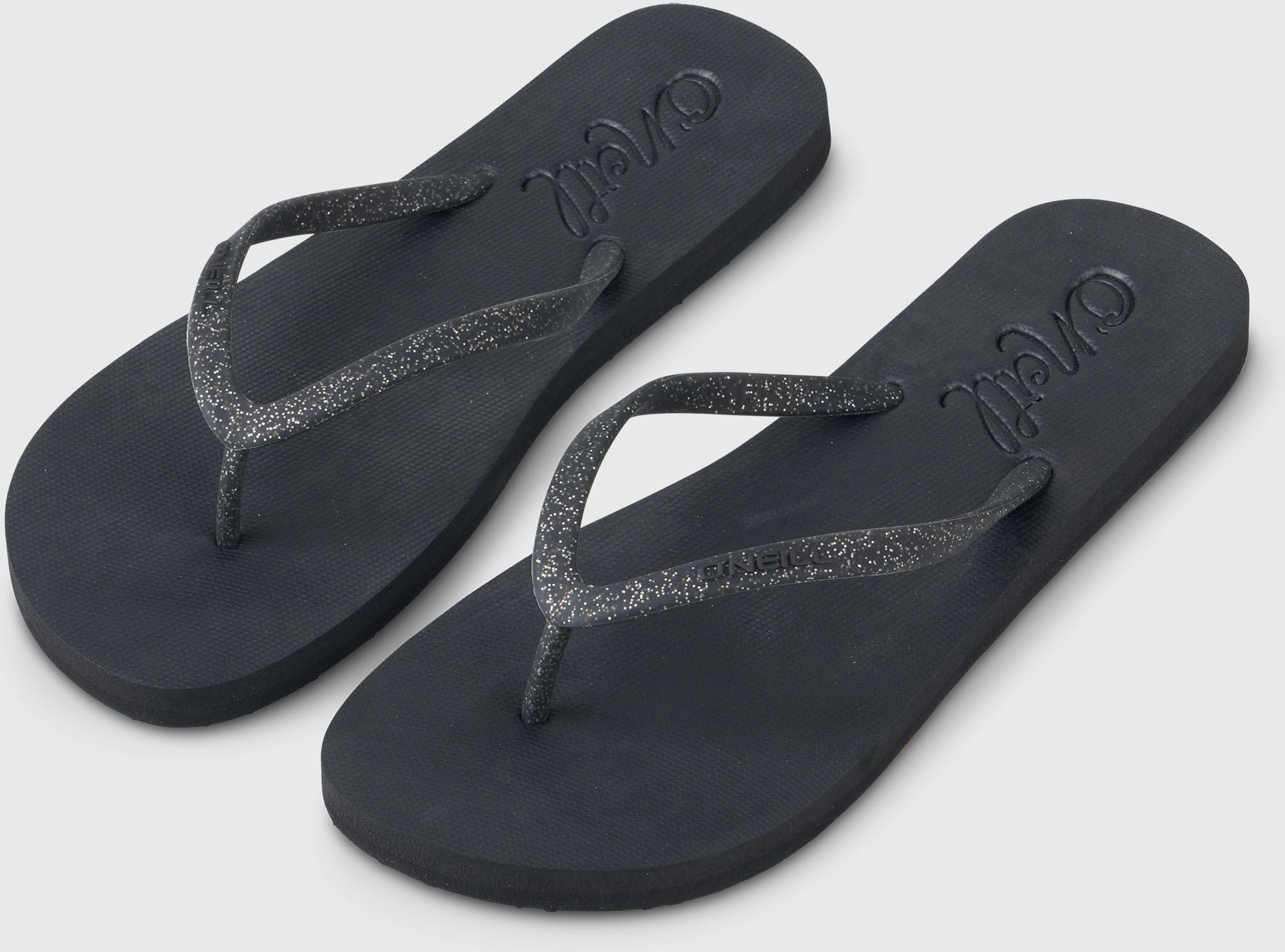 Zehentrenner O'NEILL "PROFILE GLITTER SANDALS", Damen, Gr. 41, schwarz (schwarz out), Synthetik, Schuhe Zehentrenner, sportlicher Stil, leicht profilierte Gummisohle, ohne Verschluss schwarz out 41