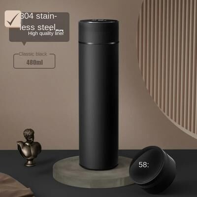 All Categories Goods Thermos Bottle Smart Cup Digital With Temperature Display, Stainless Steel Thermos Bottle, Long lasting Heat black