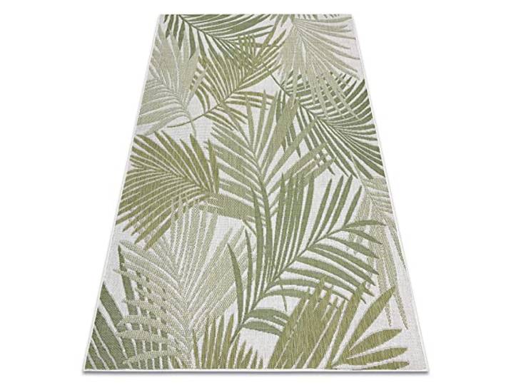 rugsx Teppich SISAL SION innen & außen, flach gewebt, für Zimmer, Küche, Terrasse und Balkon, Palmenblätter, tropisch Flach gewebt Ecru/grün 80x150 cm