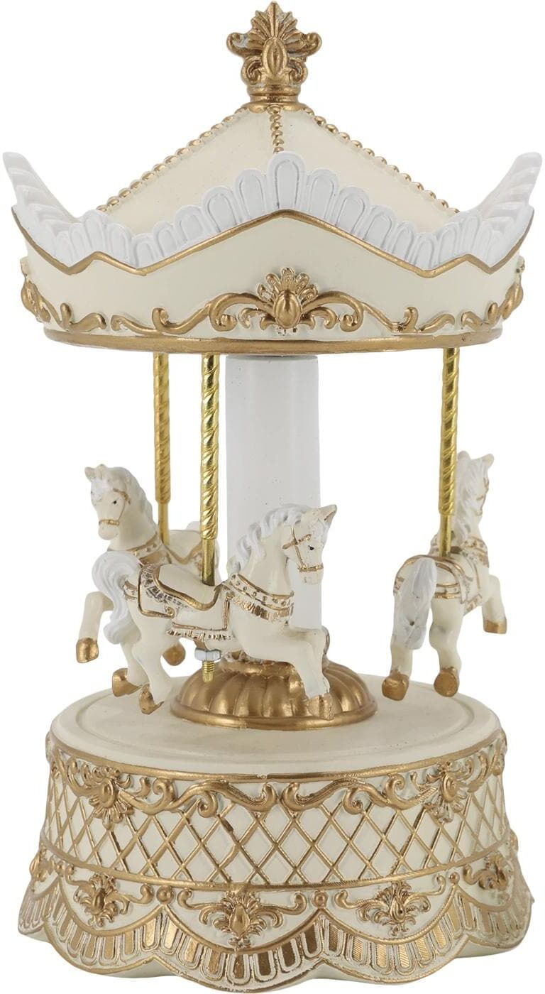 Spieluhr "Chic Antique Spieluhr mit Karussell, 23 x 13 cm", weiß, B:13cm H:23cm L:13cm, Kunststoff, Spieluhren, Spieluhr weiß Einheitsgröße