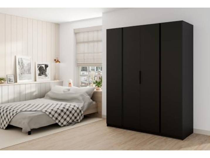 AX Living Nehir Schrank 200 cm Schwarz, 4 Türen 4 glatte Türen – Stauraum mit Stil.