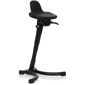 hJh-OFFICE Stehhilfe Top Work 34, 830026, mit Rückenlehne, PU-Schaum, schwarz, Sitzhöhe 60 - 76 cm