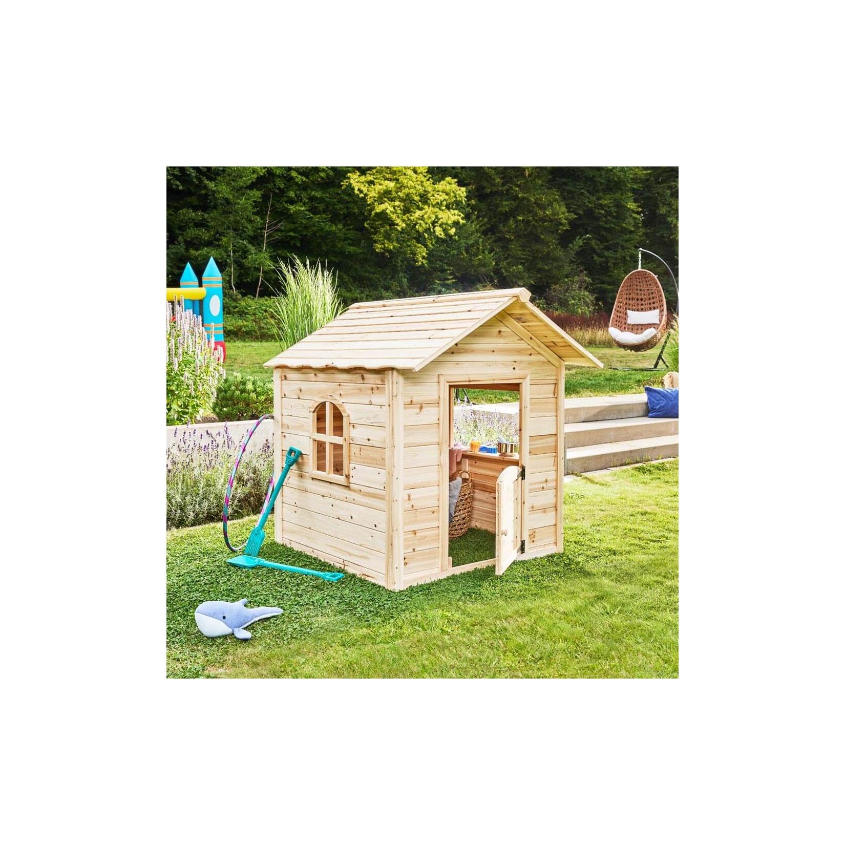 HOME DELUXE Spielhaus DER GROSSE PALAST - 106 x 111 cm Natur ohne Bank