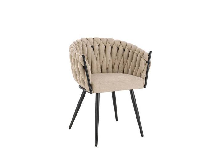 HOME DELUXE Esszimmerstuhl AYLA - (4 St), mit Armlehnen, gepolstert, Samtstuhl, Gewebter Esstischstuhl