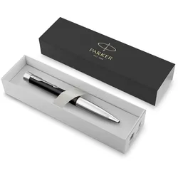 PARKER Kugelschreiber schwarz/silber, Schreibfarbe: blau