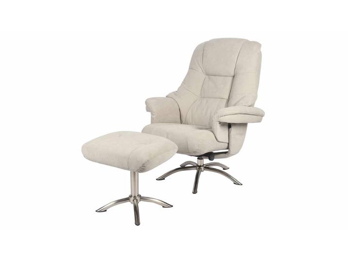 Relaxsessel mit Hocker grau Webstoff - MONTELLLANO
