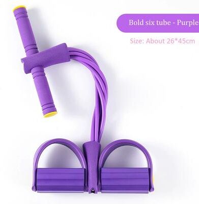 Healfit Counter Multi Functional Six Tube Pedal Tensioner, Elastic Band Tension Rope, Yoga And Abdominal Strengthening Fitness Equipment purple