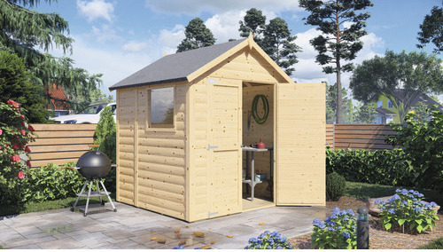 Gartenhaus Konsta Blockhaus Modus mit Fußboden 201 x 189 cm natur exclusiv bei Hornbach