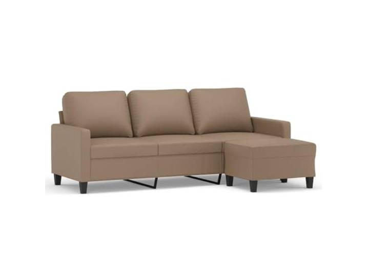 GHVBNMF 3-Sitzer Couch mit Hocker 198 cm Kunstleder Set Cappuccino-Braun Bequeme Polstergarnitur aus langlebigem Kunstleder für dein Wohnzimmer inklusive flexiblem Fußhocker.