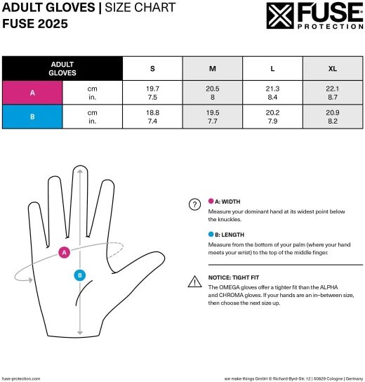 Handschuhe Fuse Omega Ballpark (XL - Silver/Black)