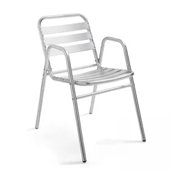 Oviala Business Stapelbarer Gartenstuhl aus hellgrauem Aluminium - Oviala