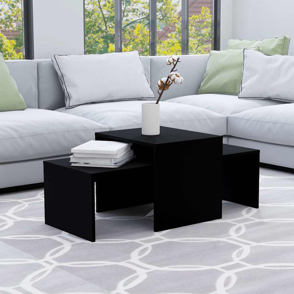 vidaXL Set de mesas de centro madera contrachapada negro 100x48x40 cm Negro