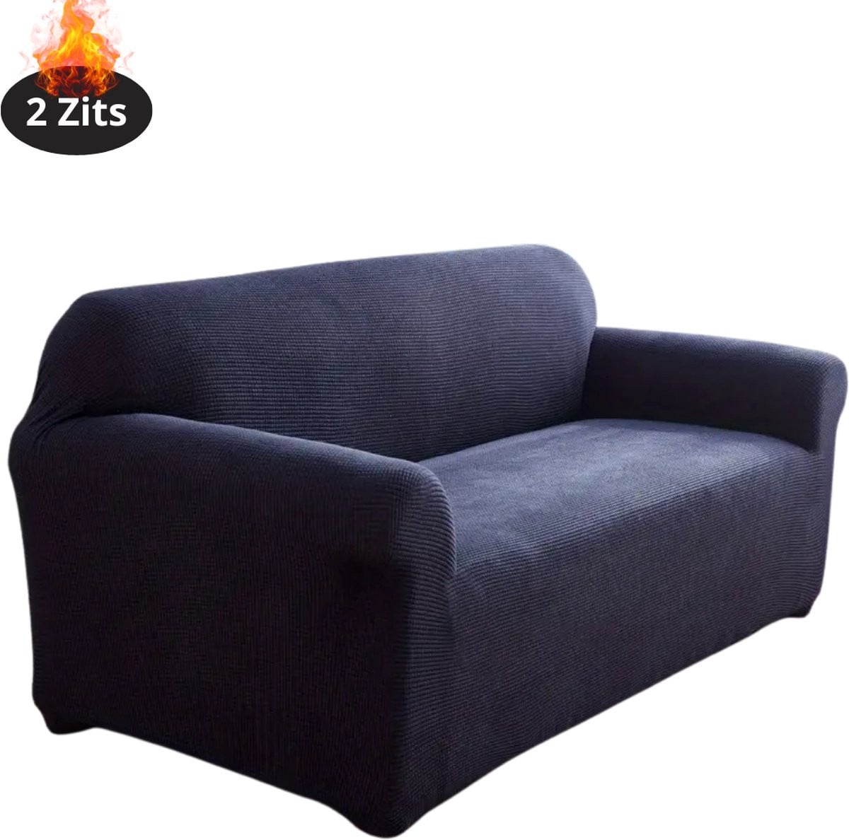 Nivard Bankhoes Stretch Sofa Cover Effen Marineblauw 2 Zits