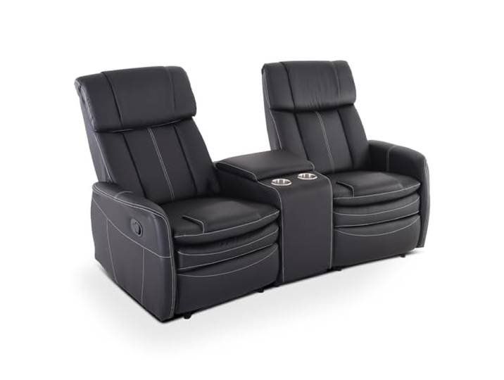 Raburg Maxx Kinosessel, 2 Personen, Liegefunktion, Kunstleder, Schwarz manuelle Relaxfunktion, Taschenfederkern, Belastbarkeit ca. 150 kg, für 2 Personen