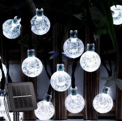 Inspire Curations Solar Crystal Bubble Ball String Lights For Outdoor Garden Decor white 22m200led1pc