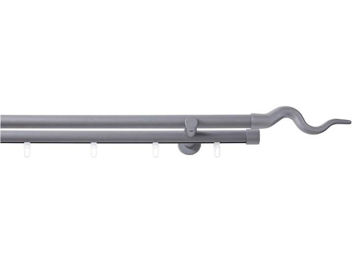 Kombi-Vorhangstange GOOD LIFE Sepa Gr. 1, grau (anthrazit), L:120cm Ø:20mm, Aluminium, Kunststoff, Metall, Gardinenstangen, Kombi-Vorhangstange