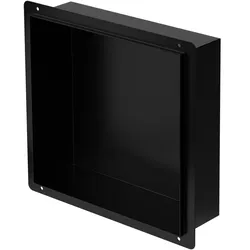 LuxeBath Wandnische Edelstahl 30 × 30 × 10 cm Schwarz – Randlose Duschnische, befliesbares Einbauregal, Duschablage für Badutensilien, modernes
