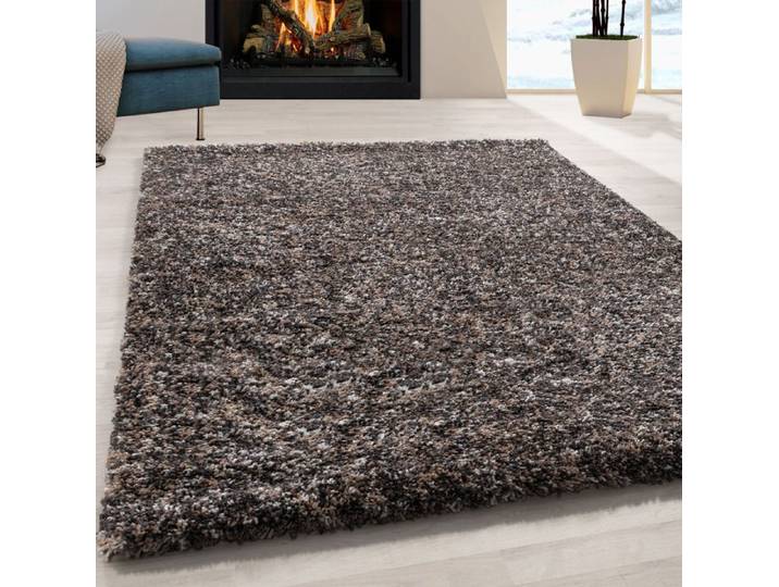 Teppium Tapis de salon chiné taupe 240x340 cm tapis shaggy à poils longs tapis moelleux