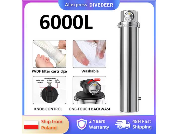 DIVEDEER 6000L purificateur d'eau par ultrafiltration pression externe lavage à contre-courant 0.01 microns Filtration de haute précision pour l'eau propre