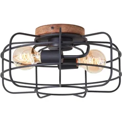 Brilliant, Deckenleuchte, Plafondlamp Gwen E27 max 2x60W - Hout/Zwart (E27)