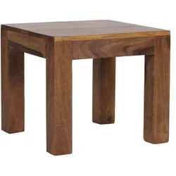 COUCHTISCH Massivholz Handgefertigt Edelholz Design, Braun 45x45x40 cm
