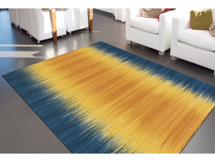 Teppich ARTE ESPINA Sunset 8070 , bunt (gelb, blau), B:170cm H:12mm L:240cm, Wolle, Teppiche, Teppich, Handgemachter Wollteppich mit Wohlfühlcharakter