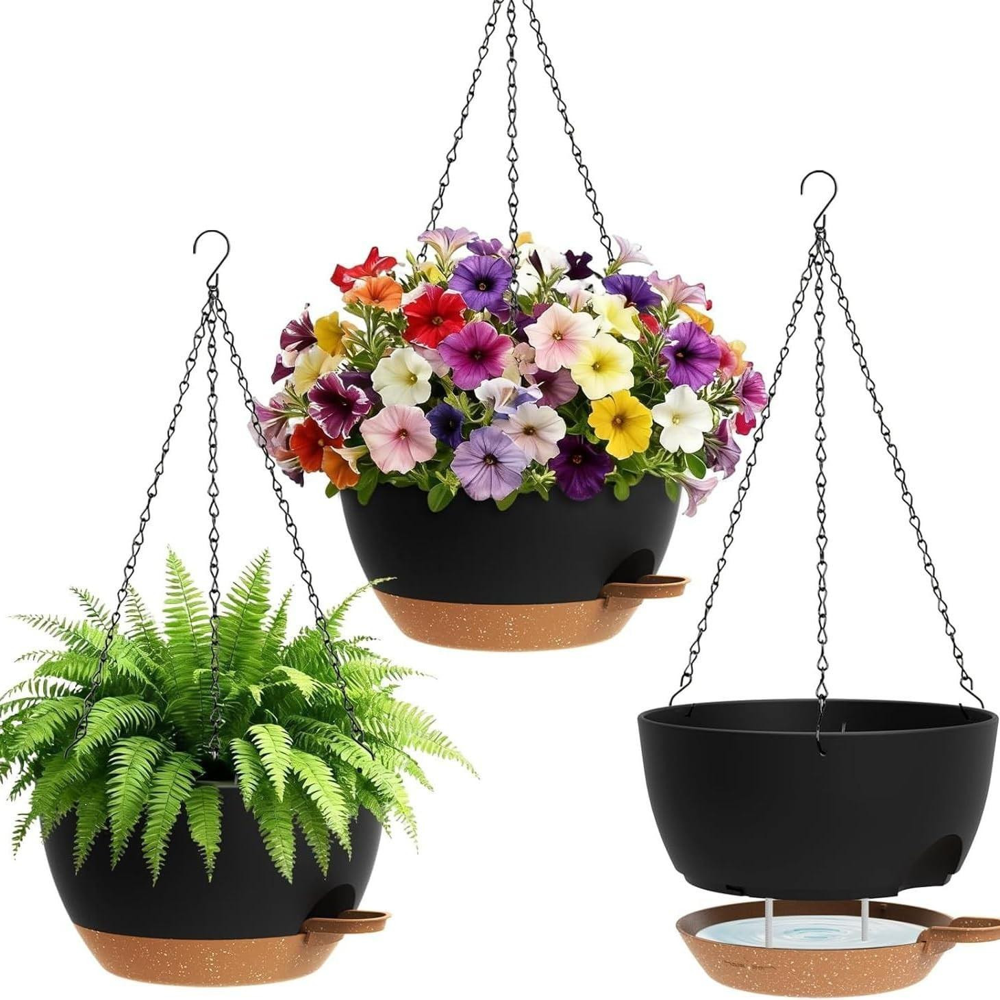 Set van 3 zelfwatergevende hangpotten van 30 cm van Solidchoice