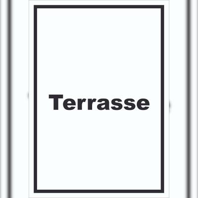 HB-Druck Terrasse Schild mit Text hochkant A1 (594x841mm)